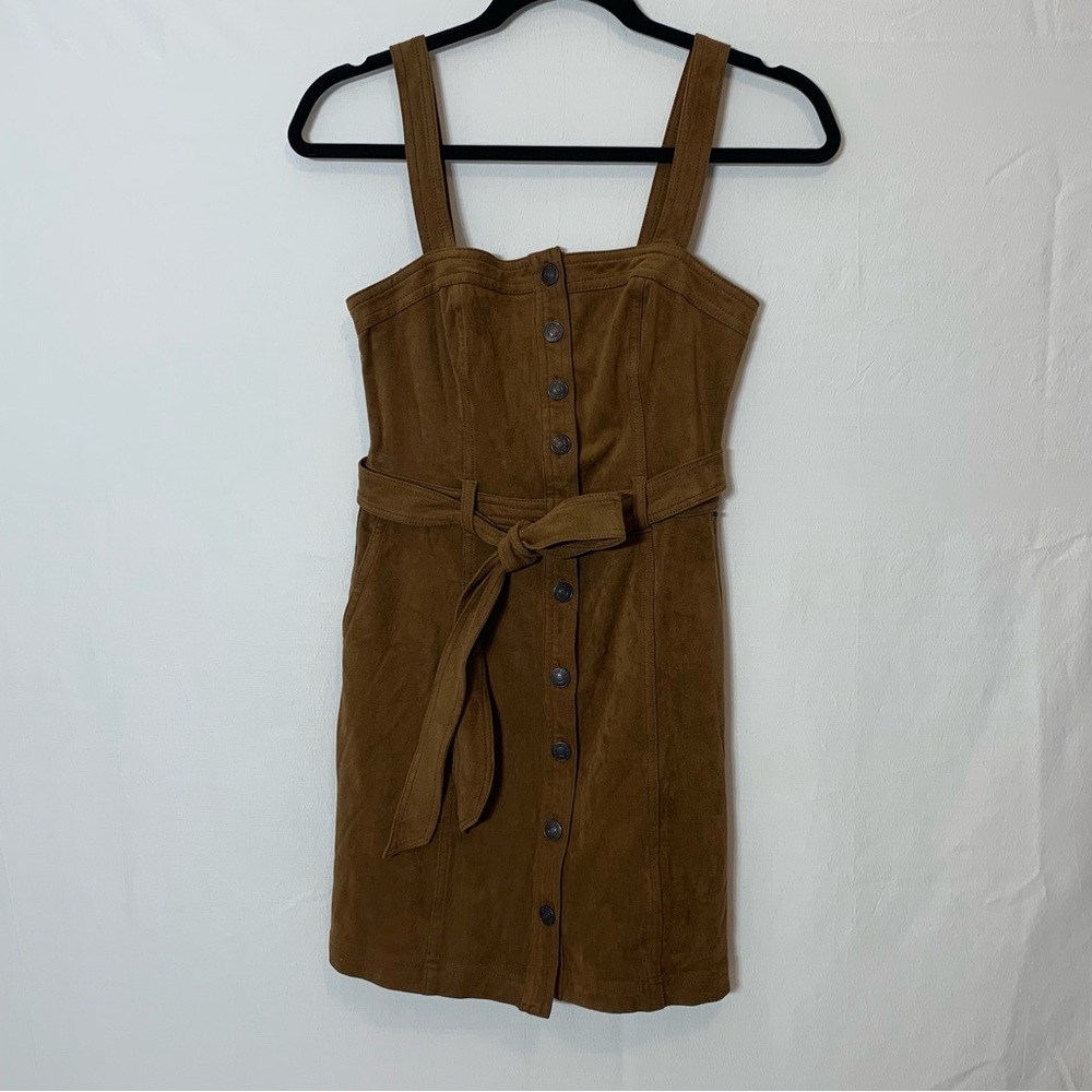 Abercrombie & Fitch Faux Suede Button Down Overall Dress Brown XS